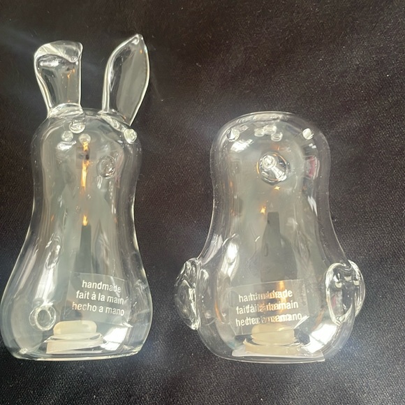 Hand blown clear glass, salt and pepper shakers. Bunny and chick - Picture 2 of 8